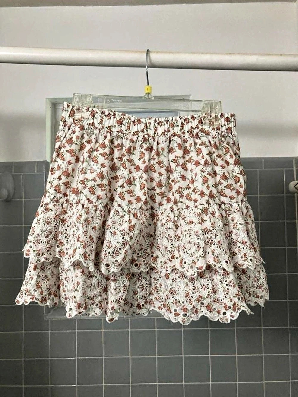 Floral Tiered Lace Mini Skirt